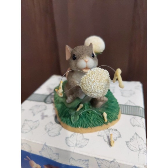 Fitz and Floyd Charming Tails "Dandelion Wishes" Figurine 89/107 Mouse Flowers - Picture 2 of 6